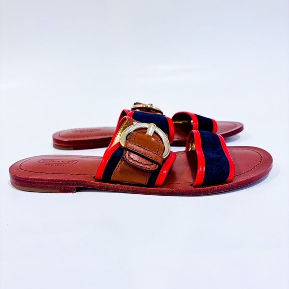 COACH Navy and red flat sandals - Picture 5 of 10